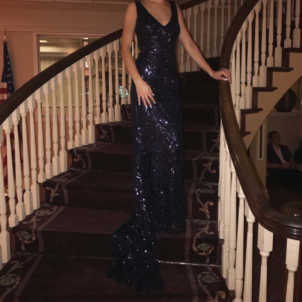 Beautiful navy blue sequins gown